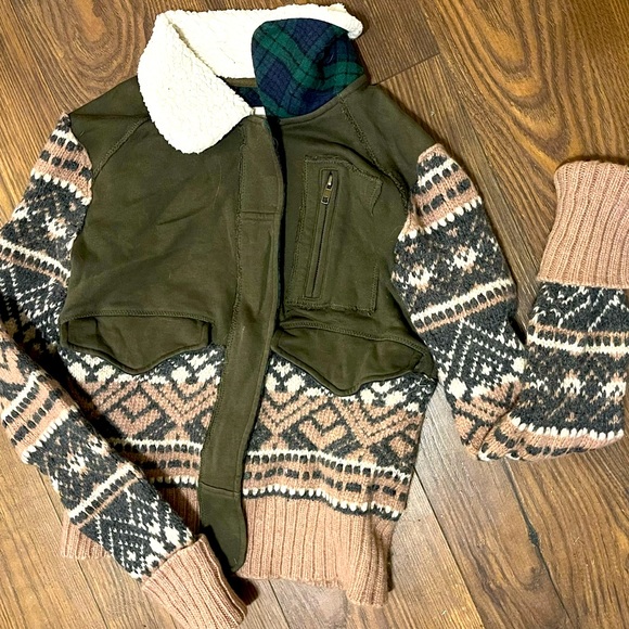 vintage knitted plaid cowichan sweater jacket - Picture 1 of 5